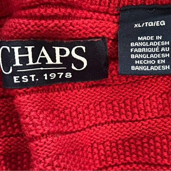 Men's Chaps Classic-Fit Textured Quarter-Zip Red Sweater - Picture 4 of 4